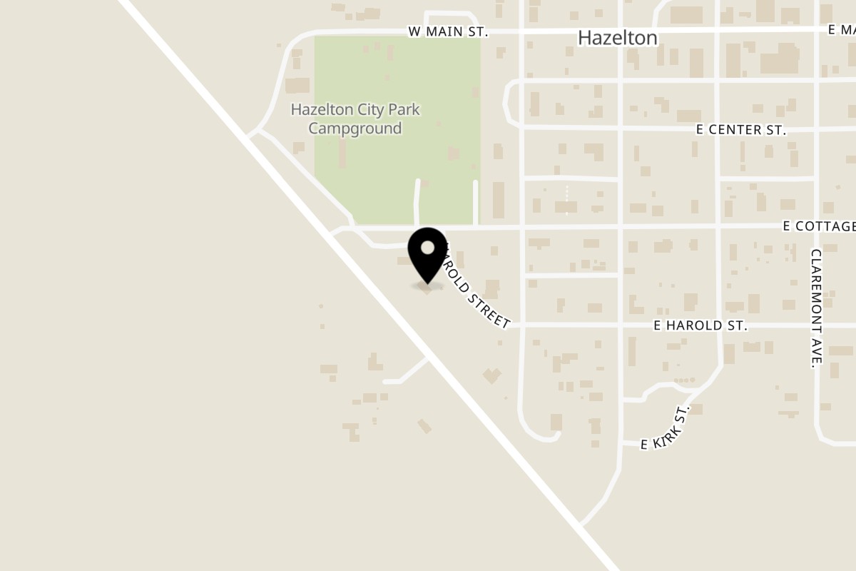 Map showing the location of 83 Diner on 130 Cottage St in Hazelton
